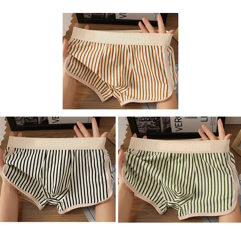 3pcs Pure Cotton Mens Boxer Briefs Males Strip Underwears Boy Comfortable Underpants Mans Breathable PantiesTeenage Boxer Shorts