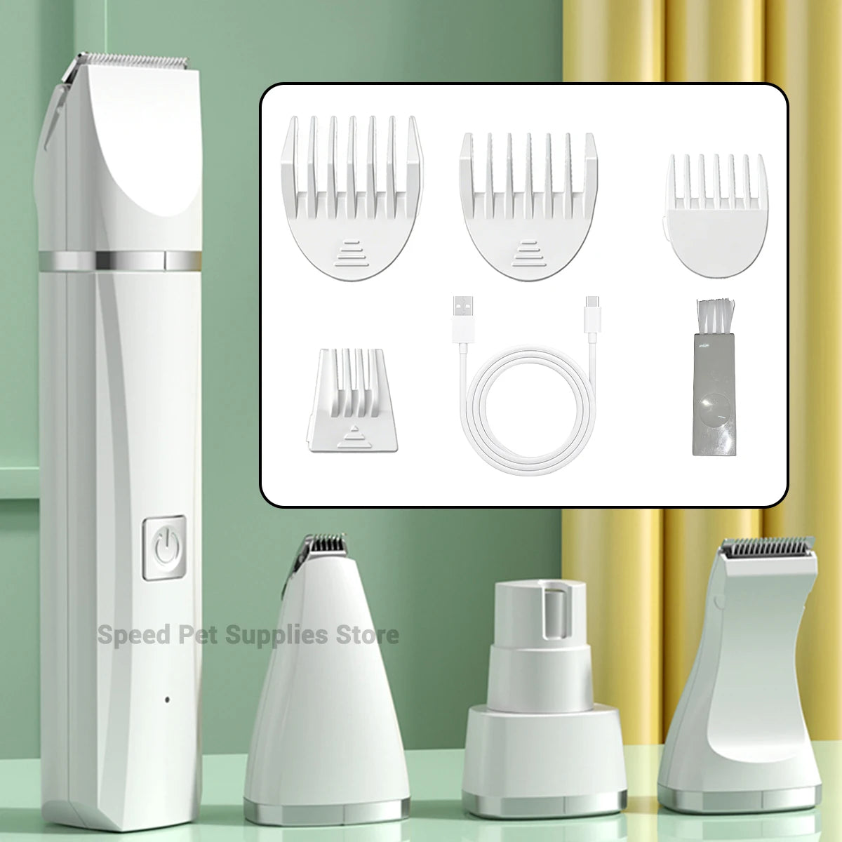 New 4-in-1 Electric Pet Multi functional Beauty Tool Set Dog Hair Clipper Rechargeable Pet Hair Clipper Shaver Cat Supplies