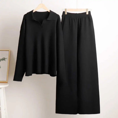 Casual Knitted  Ne Sweater Set Wide Leg Pants Faion Ensemble for Women in Their Late 20s And Early 30s Winter 2024