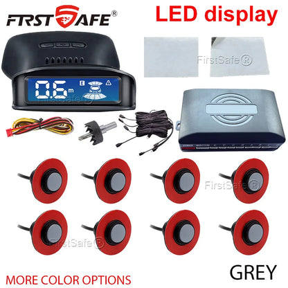 Parking Sensor Kit Car LCD Display Backlight Reverse Radar Monitoring System 8 16.5mm 12V 6-Color Sensors