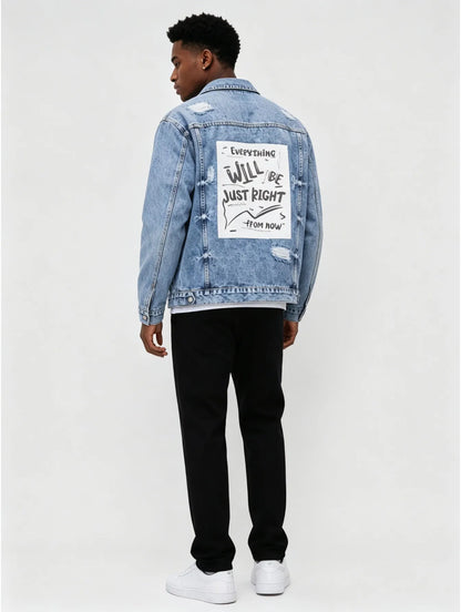 1PC Daily Stylish Denim Coat Outdoor Men Casual Jacket Undecorated Look Not Hoodie