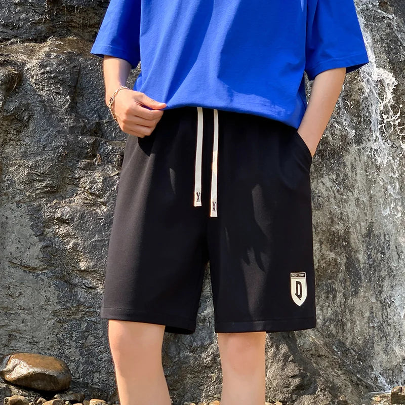 High Street Ice Silk Shorts Men Summer Thin Quick Dry Beach Pants Loose Straight Leg Loose Sports Casual Streetwear Joggers Man