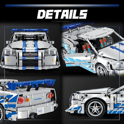 New product 857pcs racing sports car Fast and Furious mechanical Paul GTR R34 boy 1:14 car model building blocks children's toy