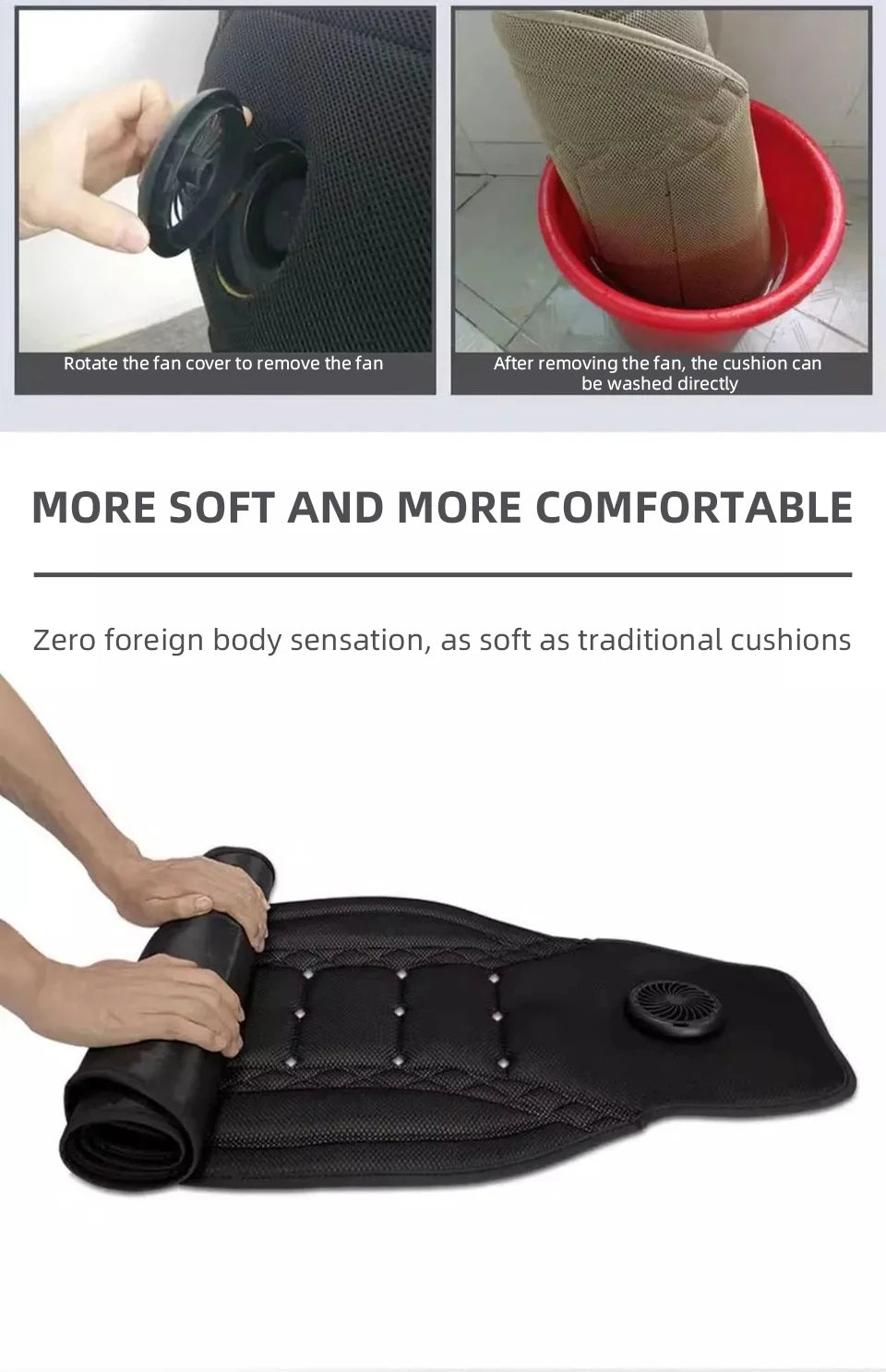 USB Summer Cooling Car Seat Cushion With Fan Front Seat Cooled Seat Cover Black Ventilated Breathable Seat Cover 3-Speed Setting