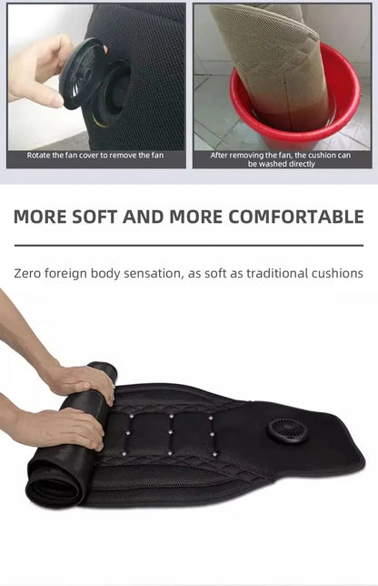 USB Summer Cooling Car Seat Cushion With Fan Front Seat Cooled Seat Cover Black Ventilated Breathable Seat Cover 3-Speed Setting