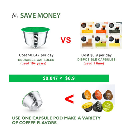 Refillable Milk & Coffee Capsule for Nescafe Dolce Gusto Stainless Steel Reusable Coffee Pod Filters for Picolo xs  Machine