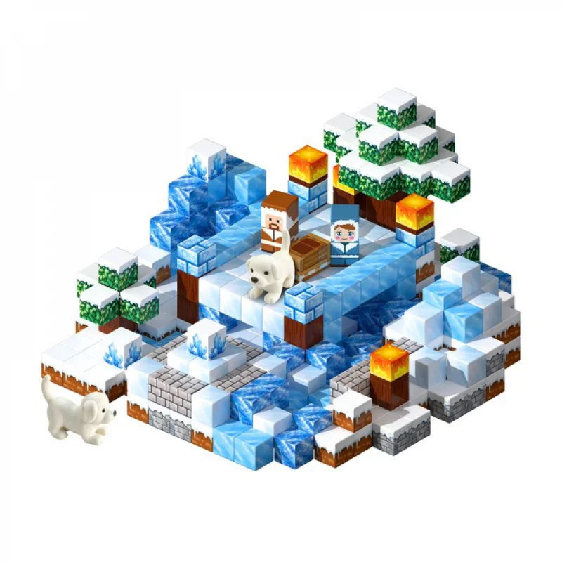300PCS Snow Cabin Magnetic Building Blocks Toys Magnetic Snow Ice Castle Construction Brick Cube STEM Toy Set Gift