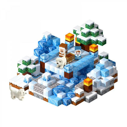 300PCS Snow Cabin Magnetic Building Blocks Toys Magnetic Snow Ice Castle Construction Brick Cube STEM Toy Set Gift