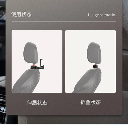 Multi-functional 2 In 1 Car Hook Hidden Multifunctional Rear Headrest Hook Car Rear Phone Holder Lock Type Mobile Phone Holder