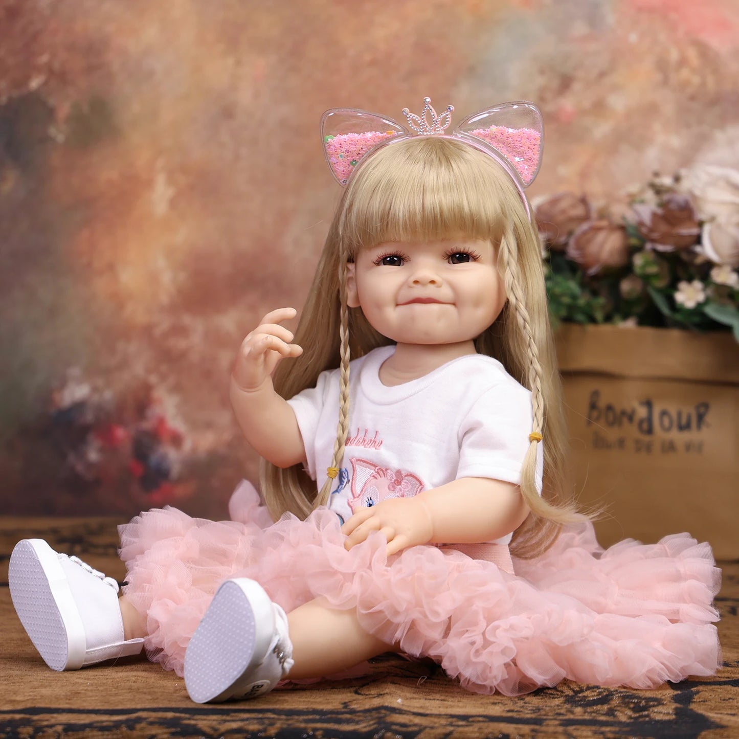 KEIUMI 55CM Reborn Baby Doll Silicone Vinyl Soft Touch Body Lifelike Handmade 3D Painted Skin Waterproof Bath Dolls Cuddly Toy