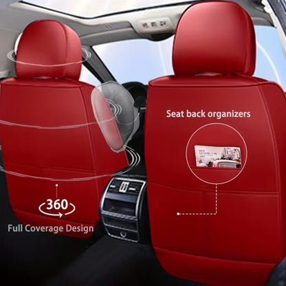 Universal fitting waterproof breathable soft Napa leather car seat cover set for cushion protection. Suitable for sedan and SUV
