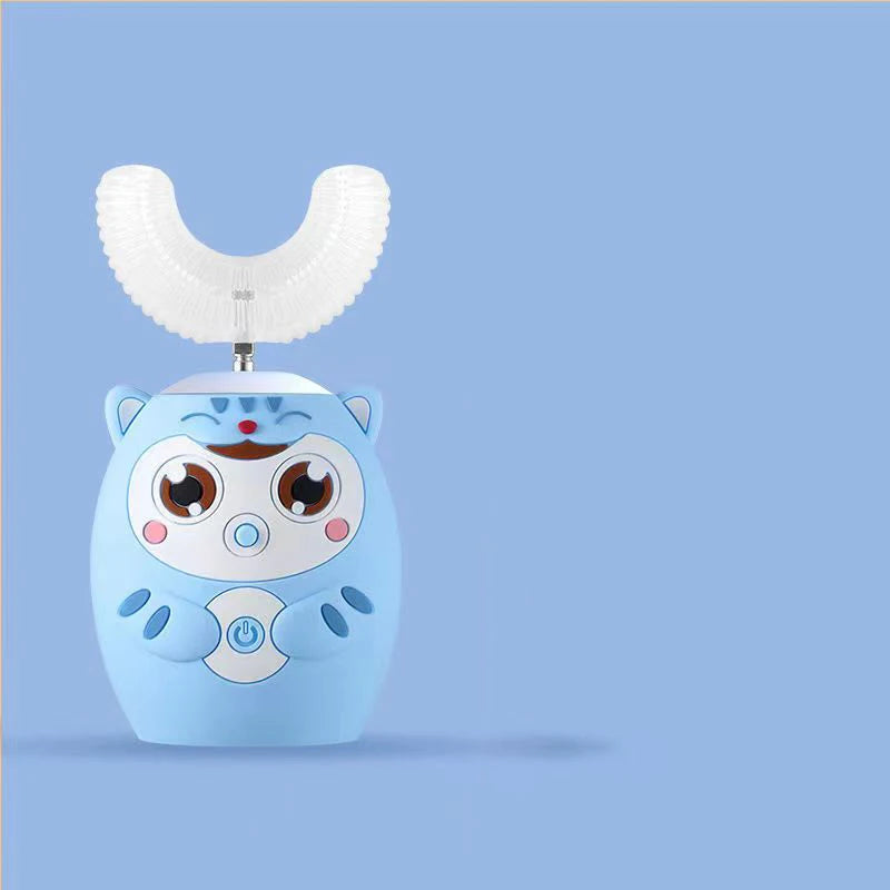 Kids U-shaped Sonic Electric Toothbrush Rechargeable 360 Degrees Automatic Tooth Brushes for Children Teeth Whitening Blue Light