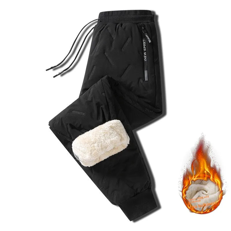 Men's Winter Thiened Fce Lined Casual Long Pants Windproof down Trousers Warm Cotton Pants Faionable Urban Sle