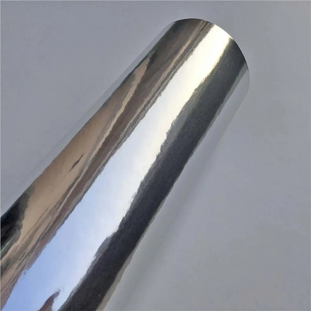 Stretchable Chrome Silver Vinyl Wrap Air Release Car Sticker Self Adhesive Film Roll DIY Decoration Chrome Mirror Film Wrapping