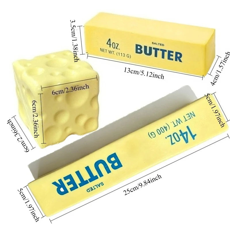 Squishy Simulation Big Butter Stick Fidget Toys Elastic Cube Cheese Stick Funny Squeeze Prank Toy Stress Anxiety Relief Game