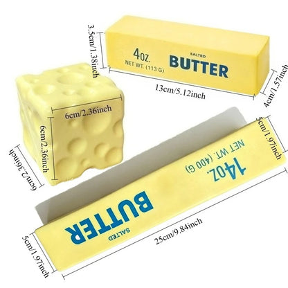 Squishy Simulation Big Butter Stick Fidget Toys Elastic Cube Cheese Stick Funny Squeeze Prank Toy Stress Anxiety Relief Game