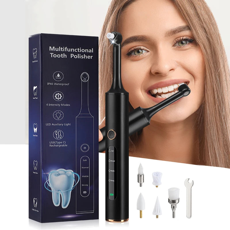 Electric Dental Cleaner Reduce Tartar Plaque Calculus Polisher Oral Cleaning Machine LED Polisher USB Rechargeable Oral Care