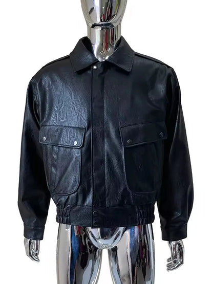 Mauroicardi Spring Autumn Cool Handsome Short Yellow Soft Pu Leather Jacket Men Turn-down Collar Luxury Designer Clothes 2025