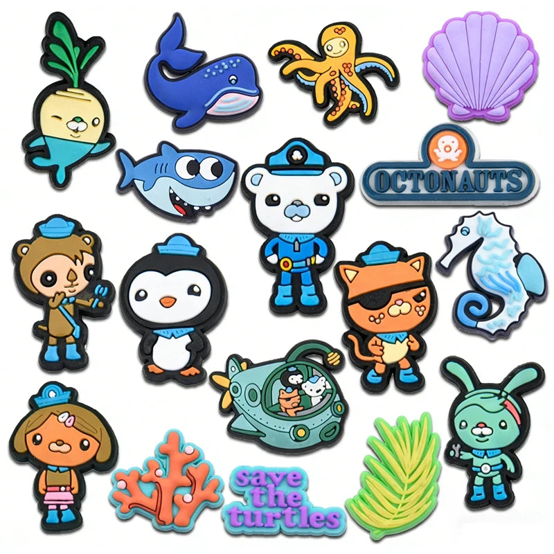 17pcs Octonauts Shoe Charms DIY Kit | Underwater Rescue Theme | Fit Crocs, Bubble Slides  Kids Sandals PVC Decorations Fan Gifts