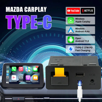 Mazda CarPlay and Android Auto USB Media Hub Retrofit Kit, Support Mazda 3/6/CX5/CX3/CX9/MX5-TK78 66 9U0C K1414 C922 V6 605A