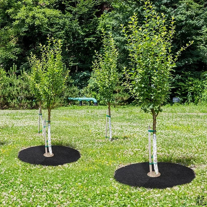 5Pcs Non-Woven Tree Mulch Ring Weed Control Mat Landscape Fabric Anti-Grass Root Protector Barrier Garden Plant Cover 15-82cm