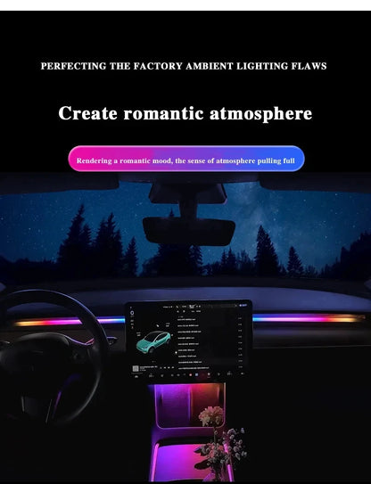For Tesla Model 3 Model Y Car Ambient Light 60 Seconds Automatic OFF Module With USB Expansion Dock RGB APP Dashboard Lighting