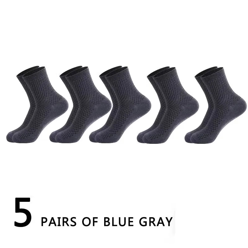 10 Pairs/Lot Men's Socks Bamboo Fiber Business Socks Breathable Deodorant Casual Socks, Large Size EU 38-46, High Quality