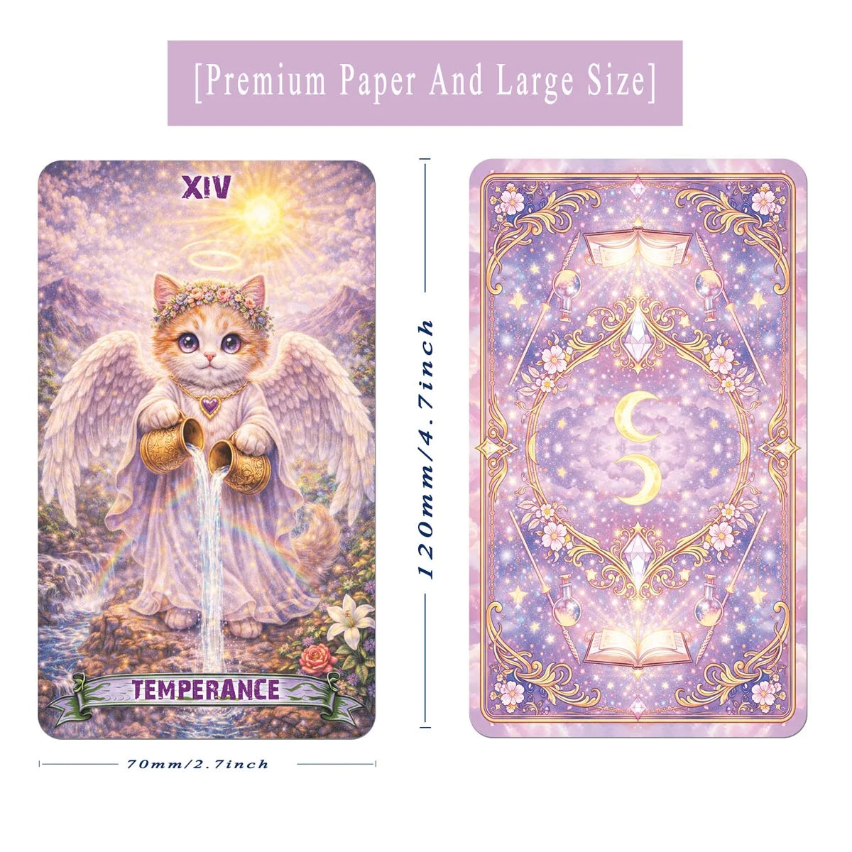 Magic Cat Tarot , 78 Cards, 13x8 Cm, Ideal for Beginners, Paper Manual, Emotion Expression, Subtle Magic Details Card Games