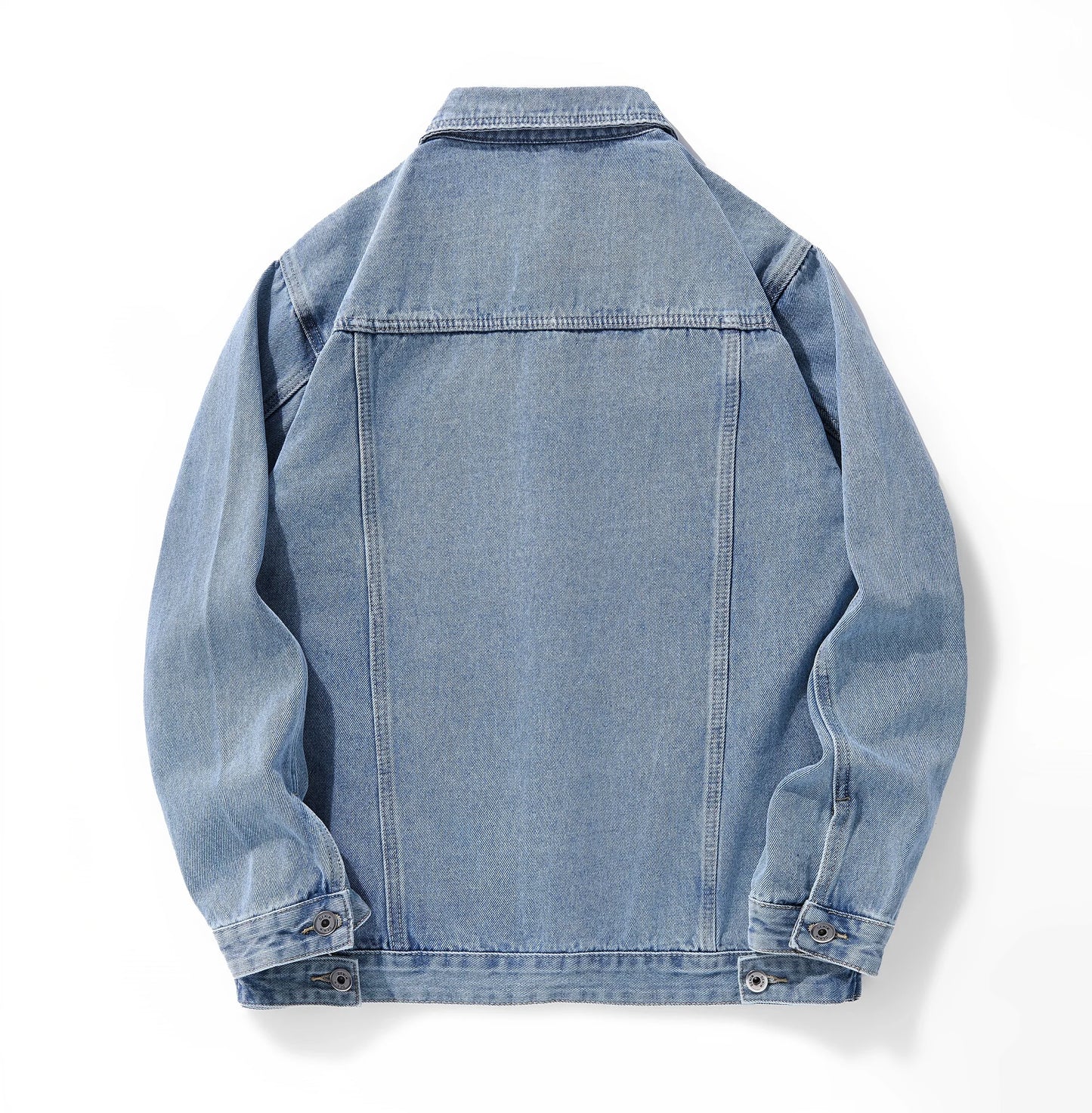 Vintage Dark Blue Denim Jacket for Men Casual Workwear Jean Coat with Button Closure Chest Pockets Everyday Streetwear Outer