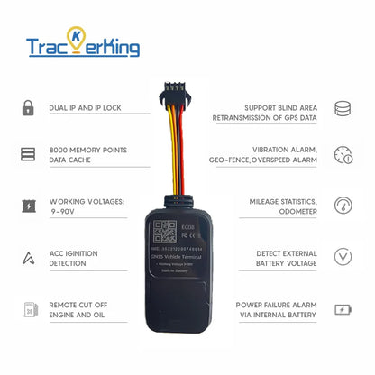 TrackerKing Car GPS Tracker EC08 2G Version Built Battery GSM GPRS Vehicle Anti Theft Tracking Device Monitor Locator Remote