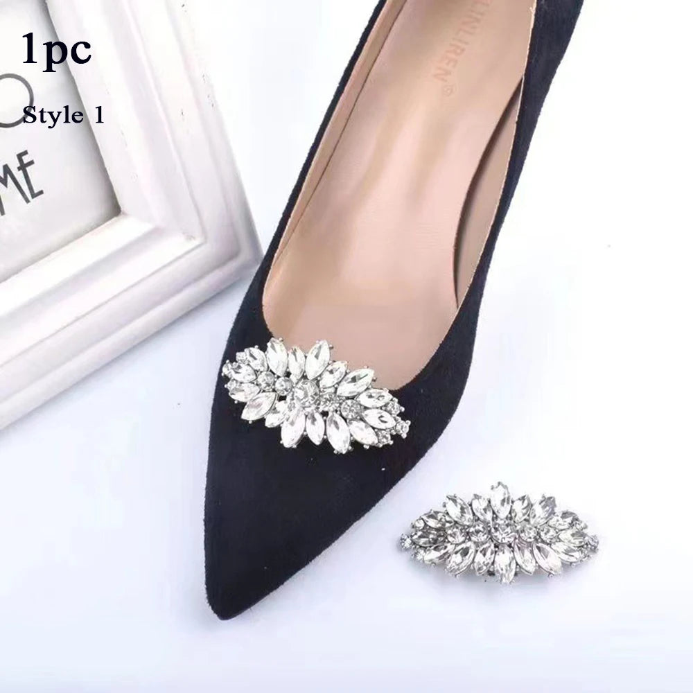 1PC Shiny Shoes Clips Crystal Wedding Bride Shoes Decoration Women High Heel Charms Rhinestones Buckle Shoes Accessories