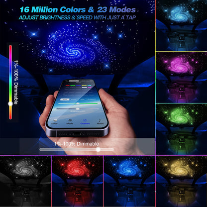 12W Car Roof Star Light 500/1000Pcs Fiber Optic Headliner Star Ceiling Light Kit Led Atmosphere Light with RGB Music APP Control