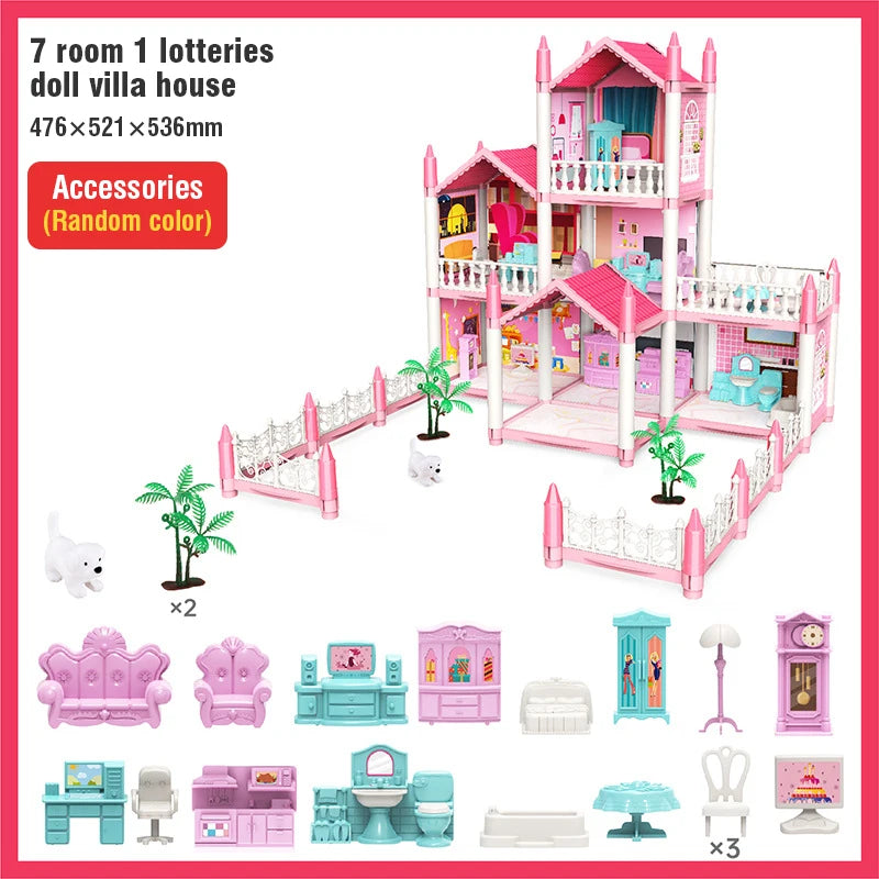 DIY Doll House Assembly Villa Castle Model Furniture Accessories Home Decoration Girl Role Play Educational Toy Christmas Gifts