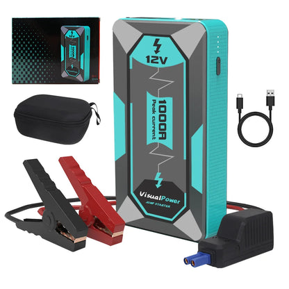 Jump Starter 12V Portable Car Battery Booster for 4-Cylinder Petrol Cars SUVs SUV Emergency Charger Power Bank.