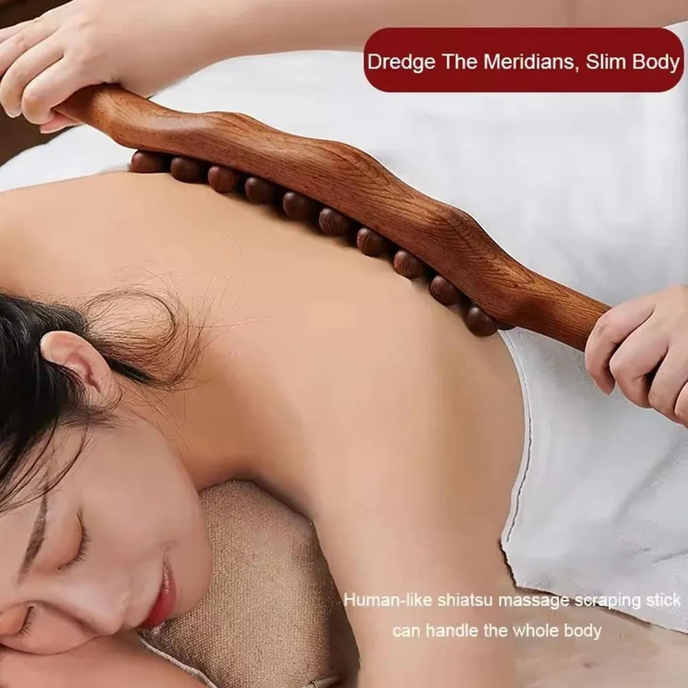 Wooden GuaSha Stick Beech Wood Therapy Back Shoulder Neck Waist Massage Tool Fat Burner Meridian Cellulite Scraper Body Slimming
