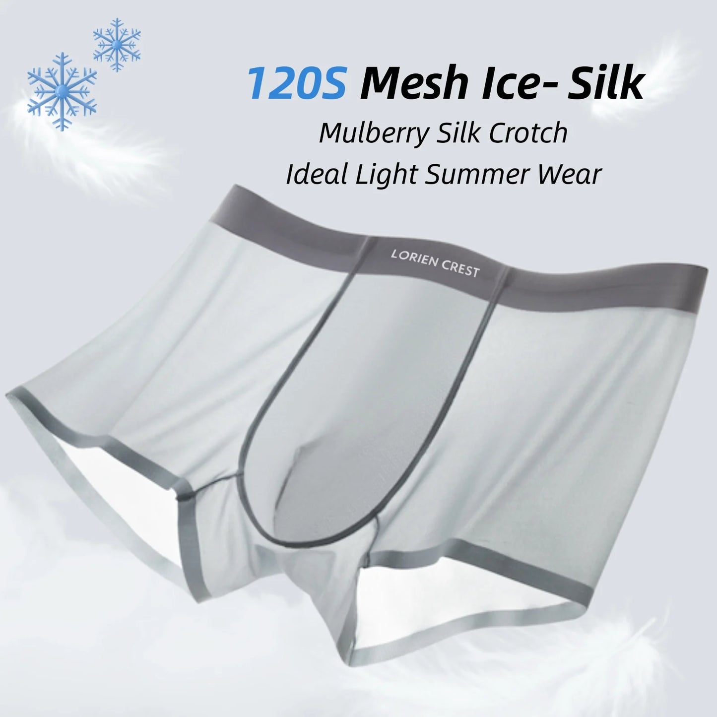 3pcs Men's 120S Ice Silk Seamless Briefs Breathable Mesh Antibacterial Quick Dry Underwear Mulberry Silk Crotch