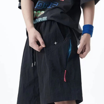 Men's Summer Dopaamine Quick Dry Short Pants Casual Thin Breathable Loose Fit Sporty Workwear Five-Quarter Length Trousers