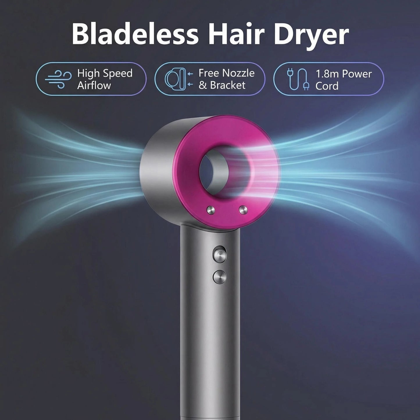 2026 Professional Leafless Wall-mounted Hair Dryer Negative Ion With Air Collecting Scattering Nozzle Salon Tool For Home Travel