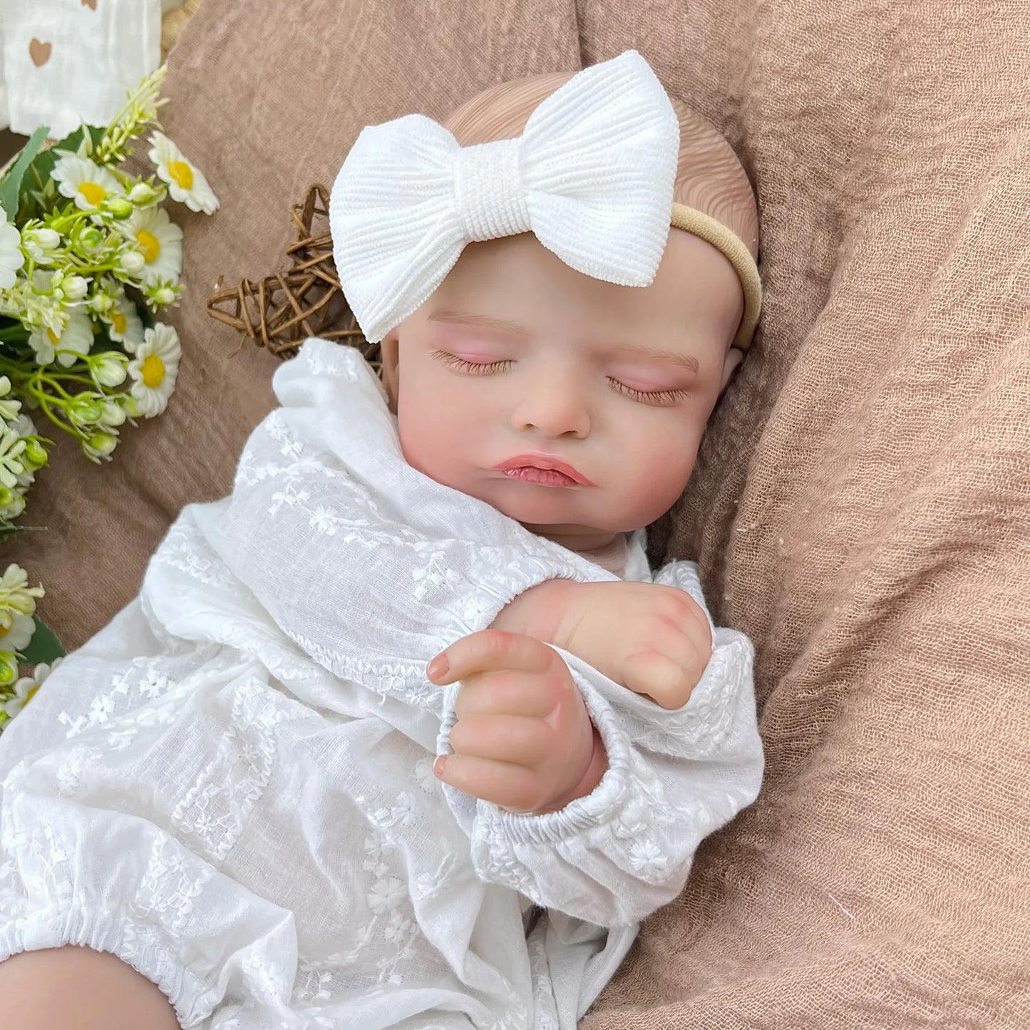 AONPENG 18 inch Realistic Asleep Reborn Baby Doll with Cloth Body 45 CM 3D-Skin Doll Fashion Birthday Gift for Collectors