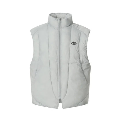 Winter men's high street trendy loose casual versatile sleeveless camisole, thick half high collar cotton jacket, vest jacket