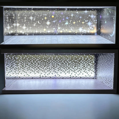 1/64 Scale Car Miniatures Garage Scene Model Car Parking Lot Display Box Led Lights Series Parking Simulation Car Models Box