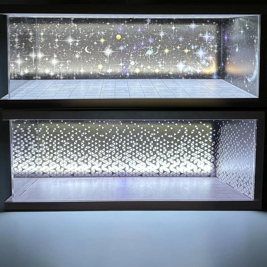 1/64 Scale Car Miniatures Garage Scene Model Car Parking Lot Display Box Led Lights Series Parking Simulation Car Models Box