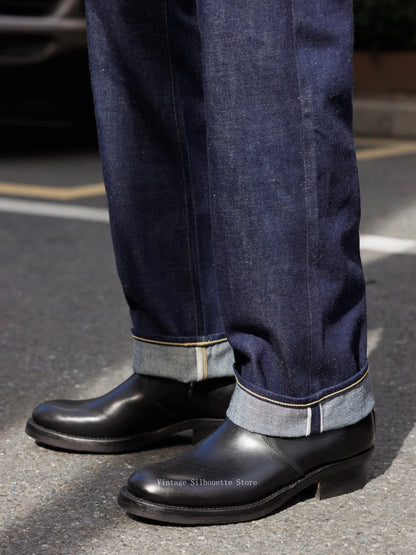 Red Tornado 12oz Selvedge Denim Jeans WWII Cut Zipper Fly High-Rise Straight-Leg Casual Pants Indigo