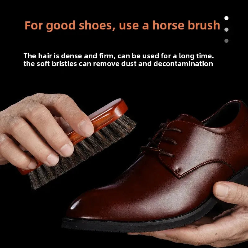 Double Horse Hair Brush Shoe Care Kit Cleaning Dust Removal Polishing Leather Shoes Cleaning Tool Set Quality Horse Hair Brushes