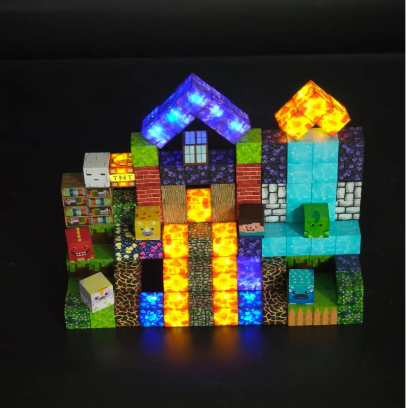 Magnetic Building Blocks Mine World Magnet Cube for Stacking Construction Set Educate Sensory Toys Kids Boys Girls 150PCS