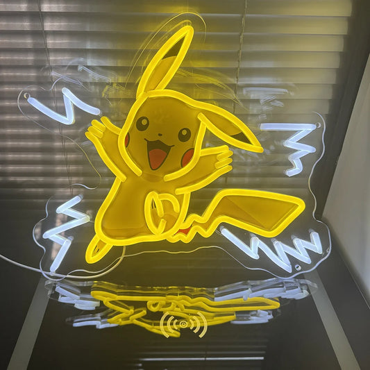 Custom Pokemon Pikachu Acrylic Neon LED Light Animes Artwork for Home Festival Party Salon Bar Hotel Business Shop,Etc.