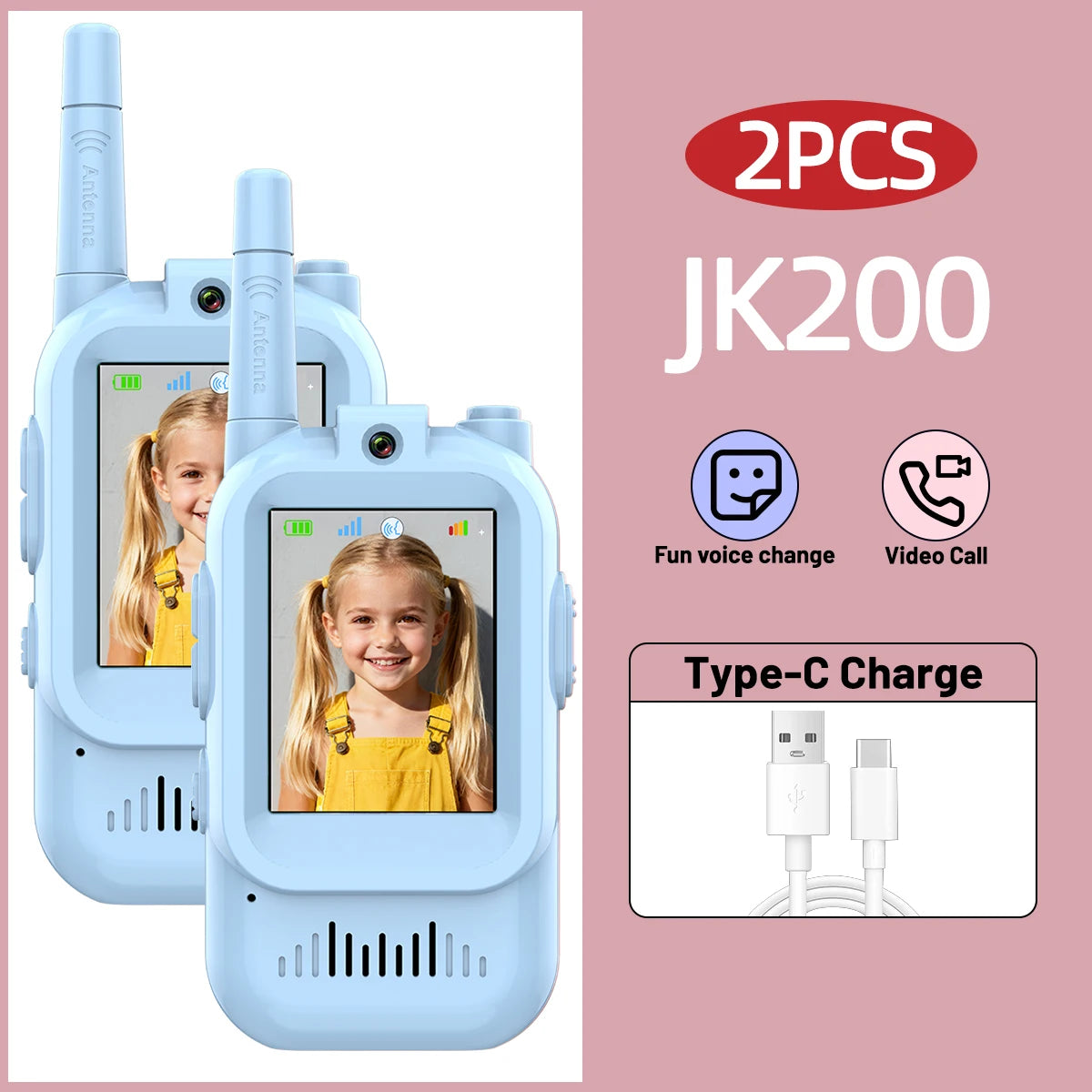 Lastest Video Walkie Talkies for Kids Upgrade JK300 JK200 Toddler Toys Indoor Camping Birthday Chirstmas Gifts for Kids Age 3-12