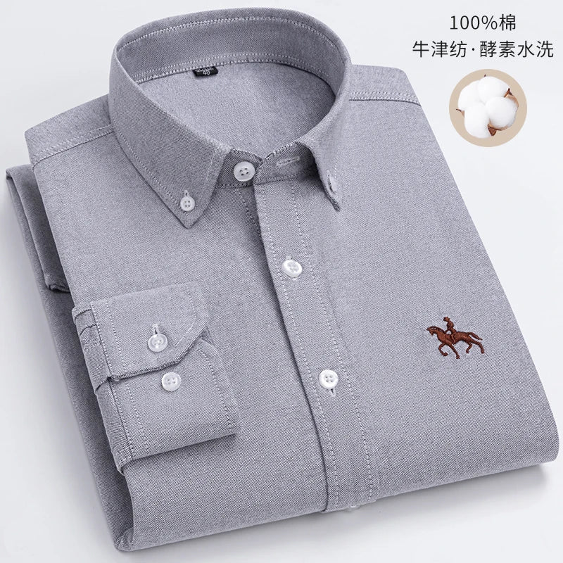 Fashionable Cotton Men's Shirt Long-Sleeved Oxford Soft Comfortable And Breathable Classic Versatile Business Casual Men's Shirt