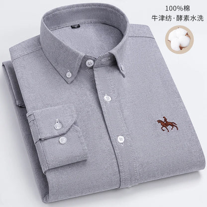 Fashionable Cotton Men's Shirt Long-Sleeved Oxford Soft Comfortable And Breathable Classic Versatile Business Casual Men's Shirt