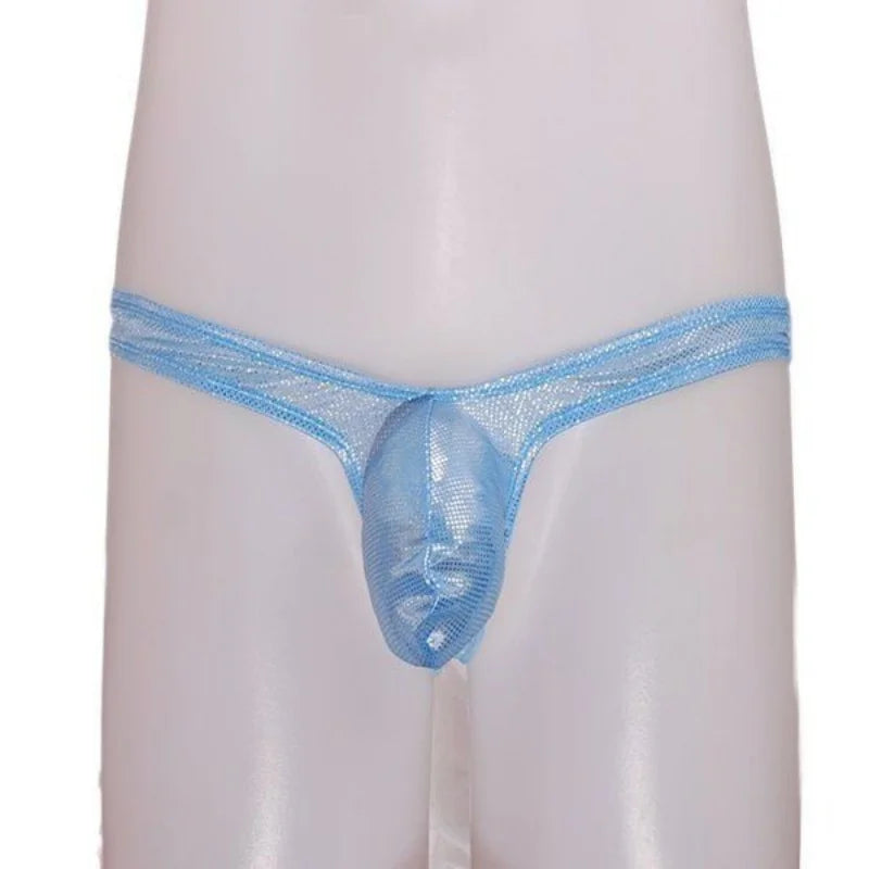Laser Colorful Men's G-string Underwear Sexy Men's Briefs U Convex Male Underpants Low Waisted Thong Private Party club Panties
